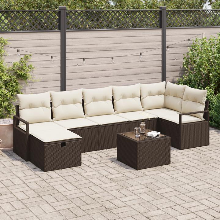 Produktbild VidaXL 8-teiliges Garten-Sofa-Set mit Kissen Braunes Poly-Rattan