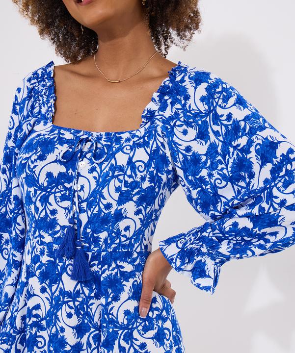 Actual product image Joe Browns Tasselled Grecian Floral Long Sleeve Mini Dress