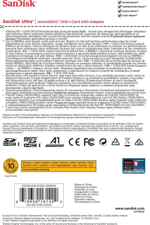 Produktbild SanDisk Ultra microSD A1 (32 GB, microSDHC, U1, UHS-I)