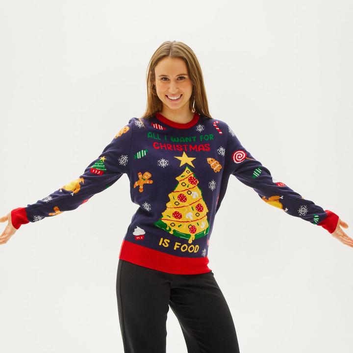 Actual product image Christmas Sweats All I Want For Christmas Is Food LED Sweater (L)