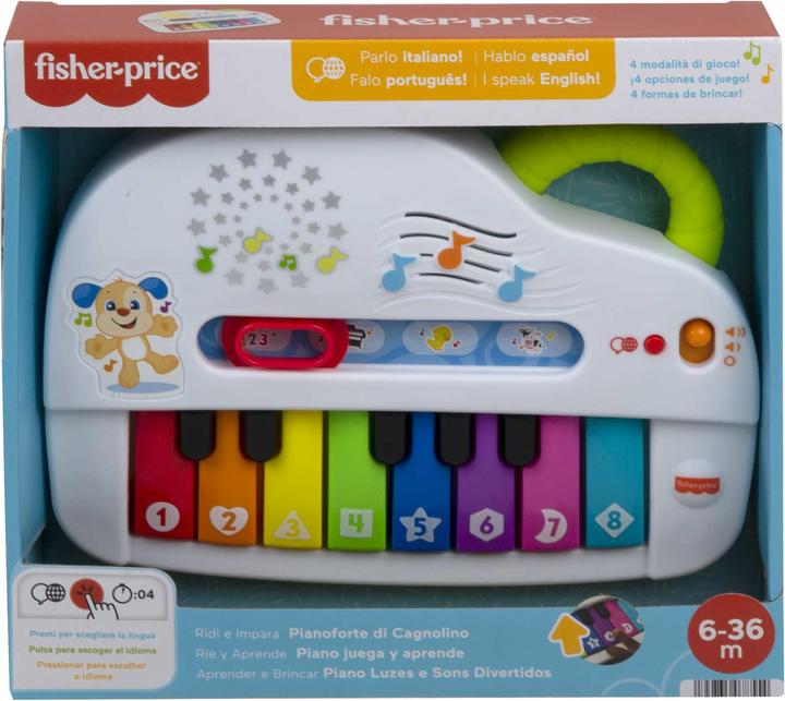Actual product image Fisher-Price Doggy Piano Laugh & Learn Multilingual Edition, Portable with Lights, Verses d