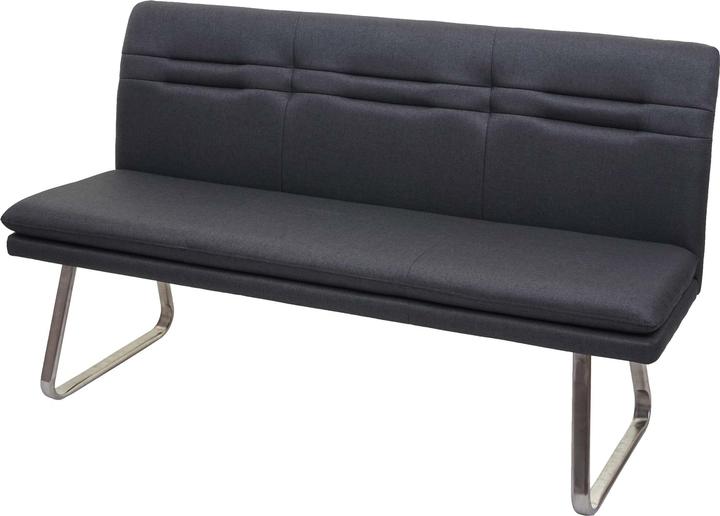 Produktbild Swisshandel24 Sitzbank, Esszimmerbank Bank Polsterbank, Rückenlehne Stoff/Textil Edelstahl gebürstet - grau 160cm (160 cm)