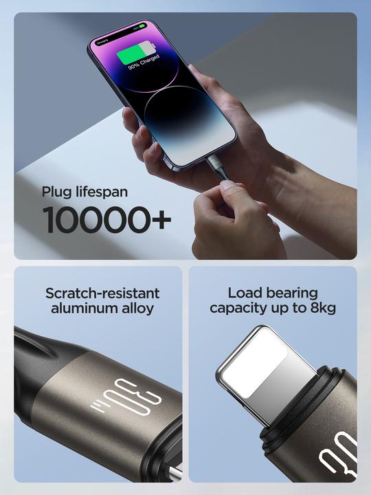 Actual product image Joyroom Cable Light-Speed USB-C to Lightning SA25-CL3, 30W, 1.2m (black) (1.20 m, USB 3.2 Gen 1, 30 W)