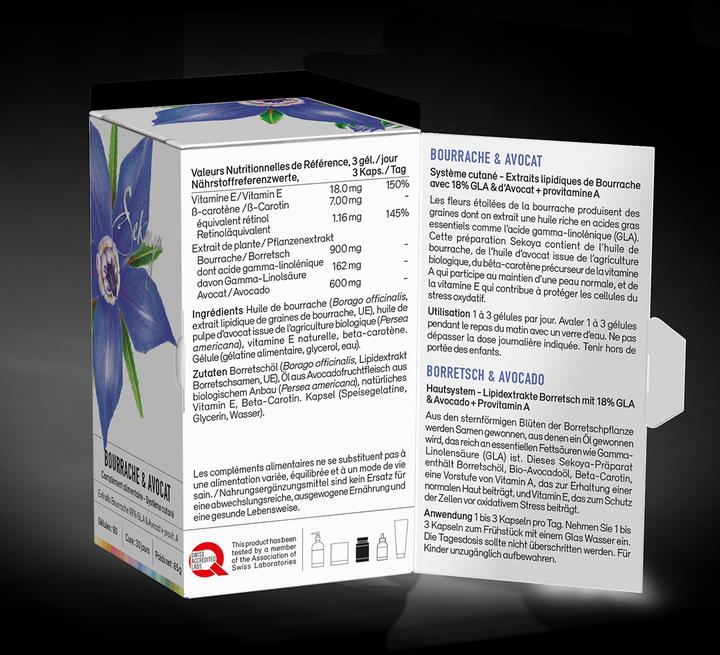 Actual product image Sekoya Borage & avocado | Dry skin & eczema (90 Piece, Capsules)