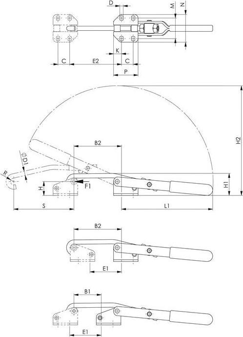 Actual product image Amf Hook type toggle clamp (23 mm)