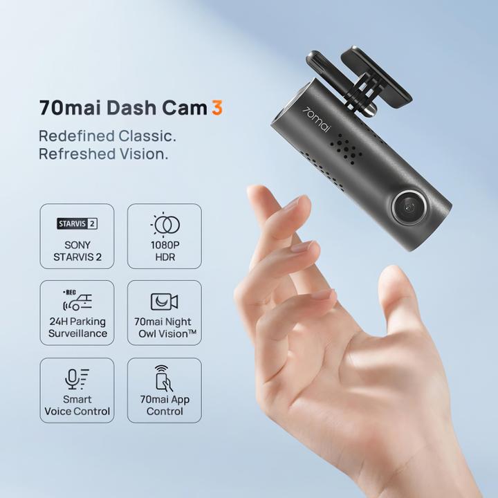 Actual product image 70mai Dash Cam 3 (Wi-Fi, Rechargeable battery, Bluetooth, Full HD)