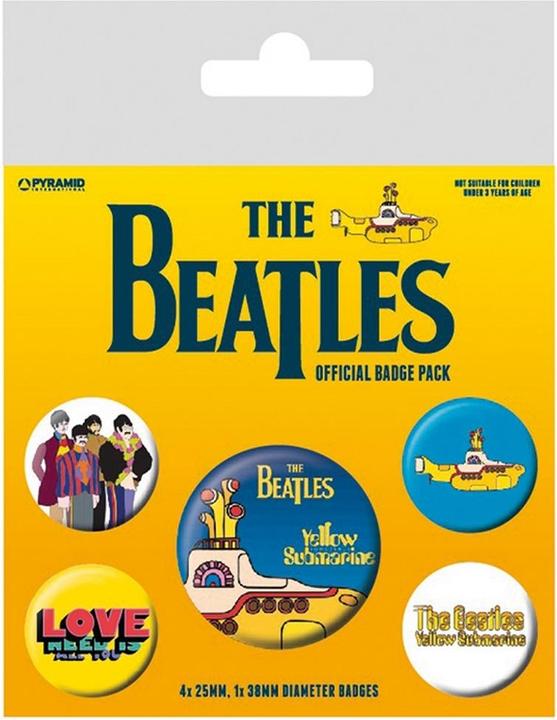 Actual product image Yellow Submarine Pin Set 5Pack Plastic