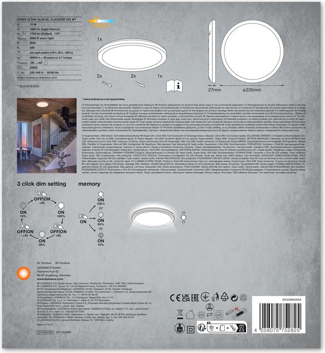 Image du produit Ledvance ORBIS ULTRA SLIM CLICK DIM 235mm BLANC (1100 lm)