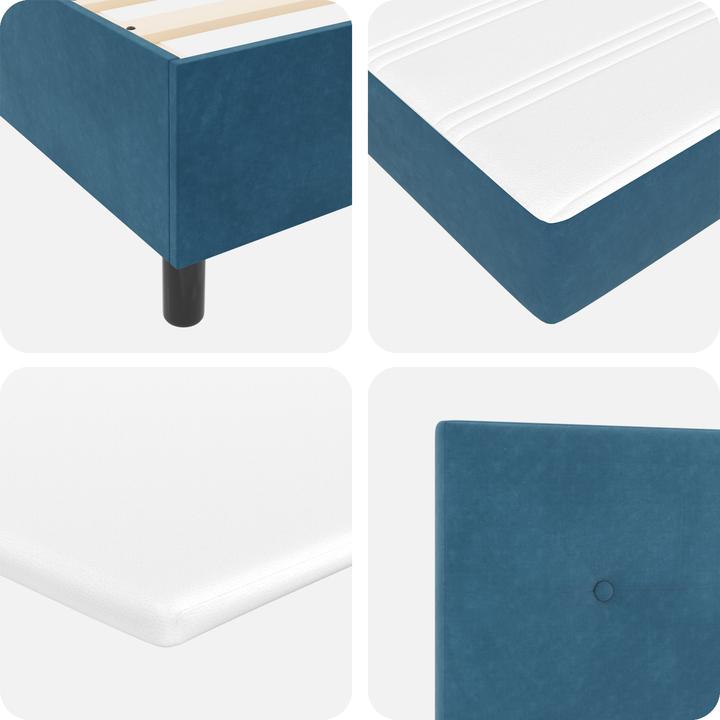 Produktbild VidaXL Boxspringbett mit Matratze Dunkelblau 160x200 cm Velours (160 x 200 cm, Federkern)