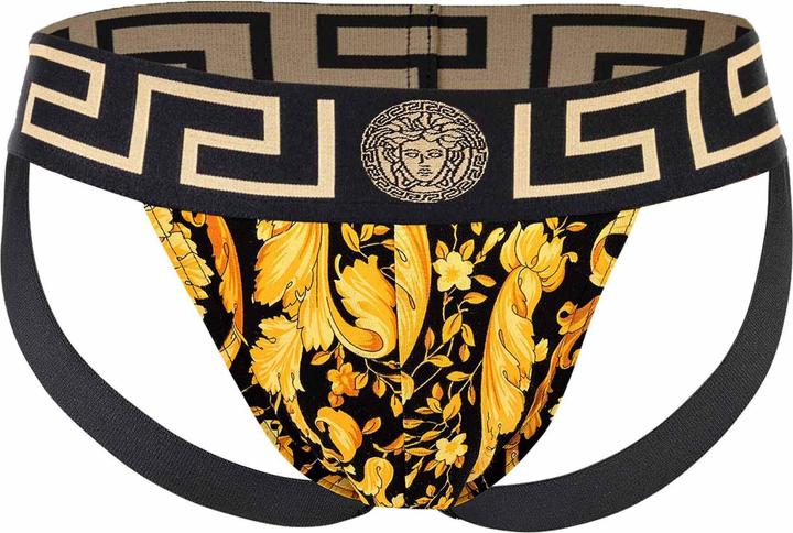 Versace Jock-Strap Stretch Organic Jersey Barocco Ss92 All Over New Logo (S, Einzelpack)