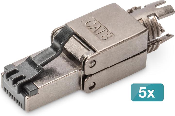 Produktbild Digitus Cat.8.1 Field Termination Stecker, geschirmt, werkzeugfrei, schwarz, 5 Stk. (Netzwerkkabel Stecker)