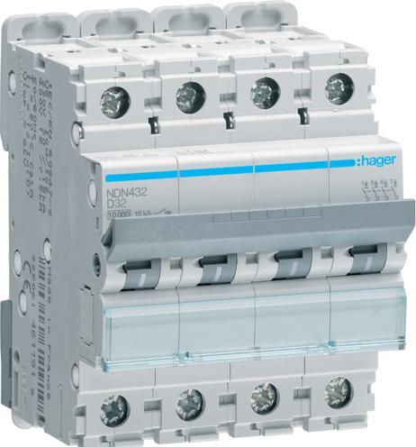 Produktbild Hager HAG NDN432 LS-Schalter 4P 10kA D-32A 4M
