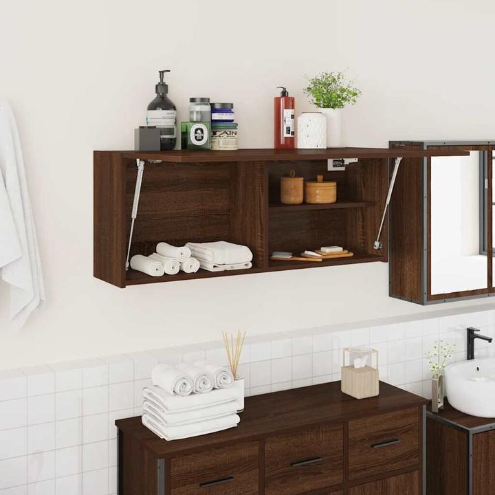 Actual product image VidaXL Brown oak-look bathroom wall cabinet 100x25x40 cm wood-based material (100 x 25 x 40 cm)