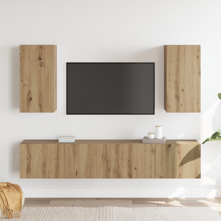 Produktbild VidaXL 4-teiliges TV-Schrank-Set Wandmontiert Artisan Eiche Spanplatte (100 x 40 x 40 cm)