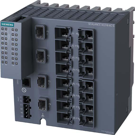 Actual product image Siemens Industrial Ethernet Switch, RJ45 ports 16, fibre ports 4SFP, 1Gbps, Layer 2 Managed