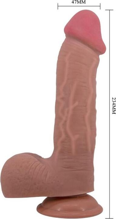 Actual product image Pretty Love Realistic Dildo Of The Sliding Skin Series With Sliding Skin Suction Cup Brown 23,4 cm