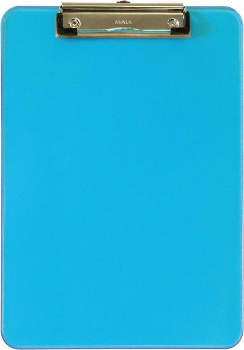 Actual product image Maul Clipboard neon, DIN A4, transparent-blue plastic, flat, nickel-plated clip terminal (22.6 x 31.8 cm)