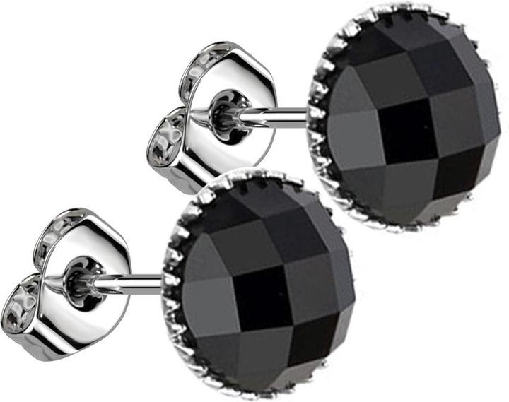 Star Piercing Ohrstecker facettierter Kristall schwarz (Chirurgenstahl 316L, ohne Messing)