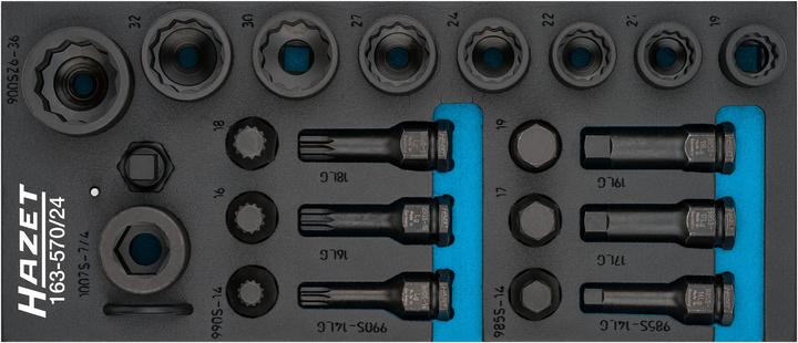 HAZET Power socket set (35 mm, 24 mm, 33 mm, 32 mm, 26 mm, 20 mm, 28 mm, 25 mm, 21 mm, 19 mm, 22 mm, 27 mm, 36 mm, 31 mm, 30 mm, 23 mm, 29 mm, 34 mm)