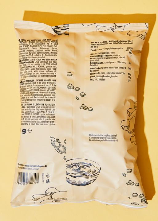 Nährwerte und Zutaten KoRo Chips mit Reismehl, Kichererbsenmehl und Sour Cream Geschmack (700 g)