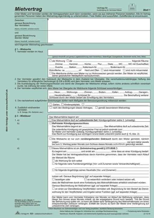 Nährwerte und Zutaten Rnk Verlag Vordruck "Universal-Mietvertrag fr Wohnungen" (4 x)