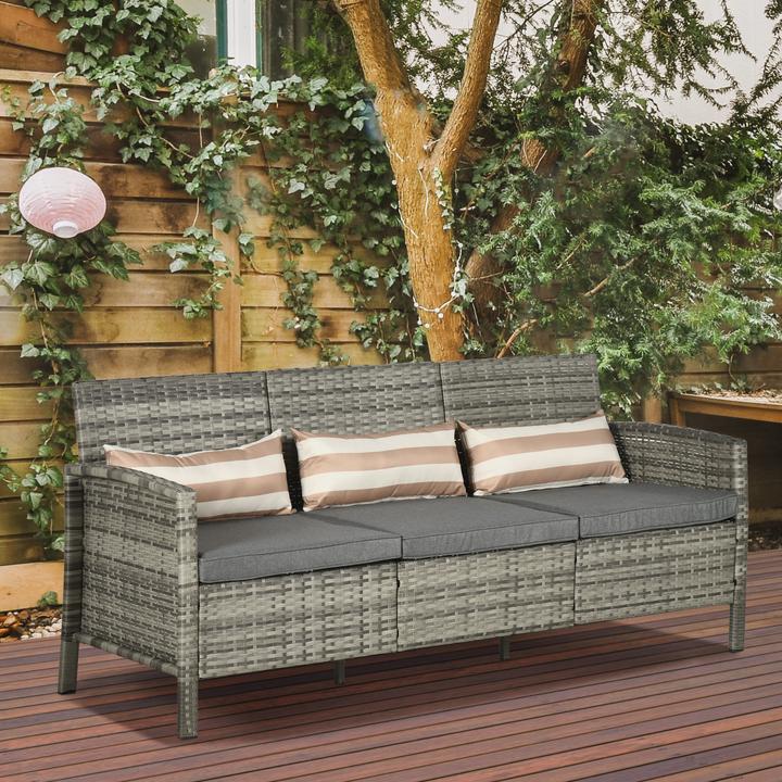 Produktbild Outsunny Rattan Loungesofa als 3-Sitzer