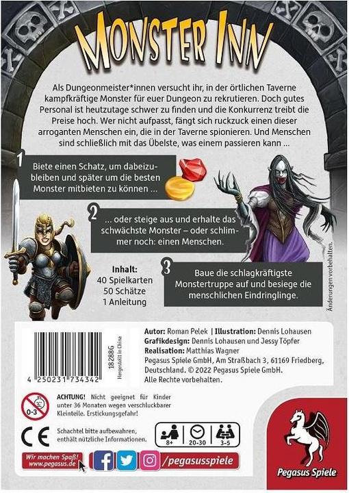 Image du produit Pegasus 18288G - Monster Inn, jeu de cartes, pour 3-5 joueurs, à partir de 8 ans (édition allemande) (Allemand)