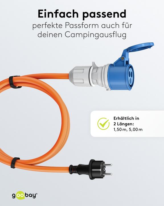 Produktbild Goobay CEE-Adapterleitung, Schutzkontakt-Stecker auf CEE-Kupplung (1.50 m)