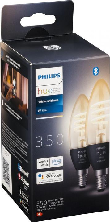 Immagine prodotto Philips Hue Filament White Ambiance (E14, 4.60 W, 350 lm, 2 x, G)