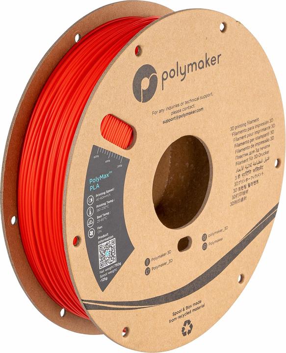 Actual product image Polymaker PolyMax Tough PLA Red 1.75mm 750g (PLA, 1.75 mm, 750 g, Red)