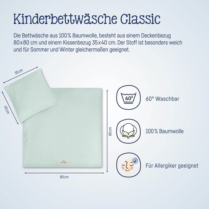 Actual product image Julius Zöllner Children's bed linen Aqua Mint 100 x 135 cm + 40 x 60 cm