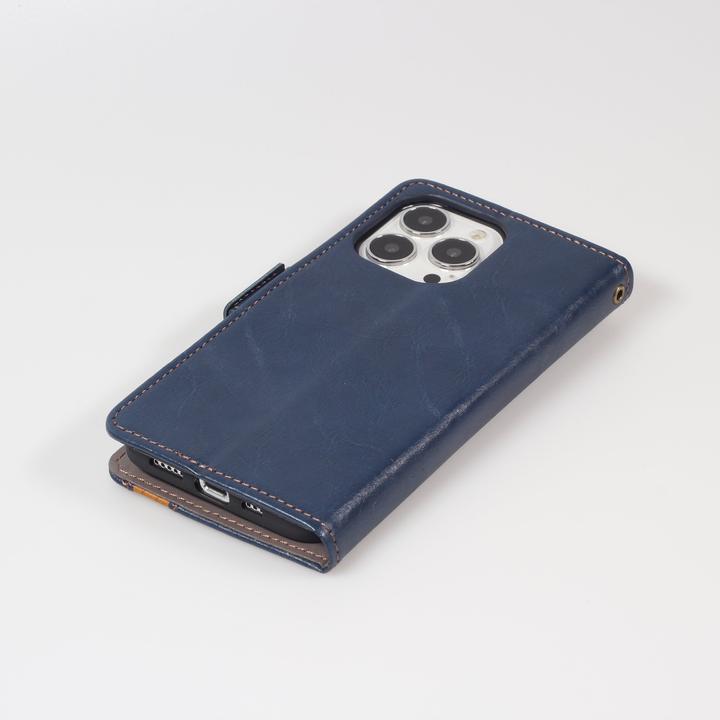 Image du produit PhoneLook Etui cuir Flip Wallet en cuir véritable avec stripe design et compartiment à cartes (Apple iPhone 15 Pro)