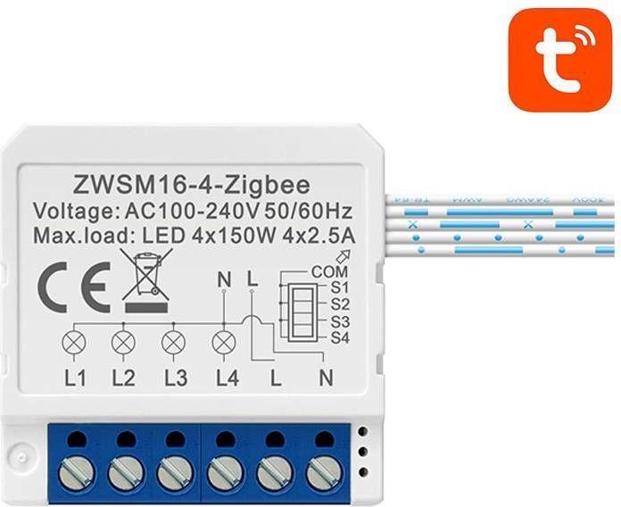 Avatto Modulo interruttore intelligente ZigBee ZWSM16-W4 TUYA (Attuatore dell'interruttore)