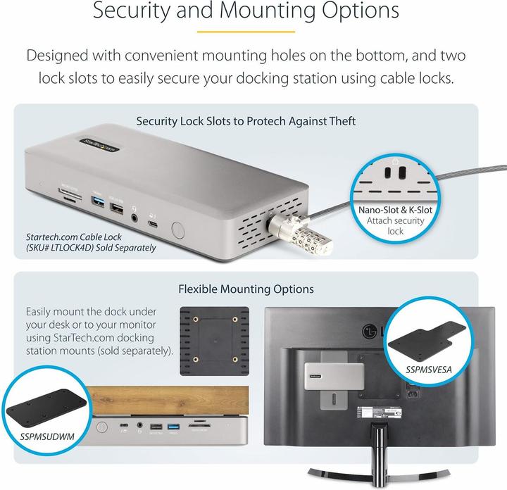 Actual product image StarTech com Thunderbolt 4 Multi-Display Docking Station, Quad/Triple/Dual Monitor Dock - 2x HDMI/2x (Thunderbolt, 7 Ports)