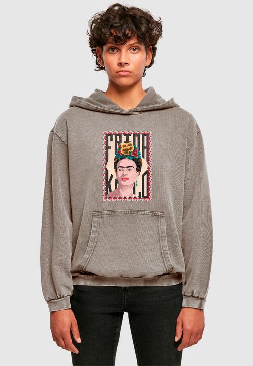 Immagine prodotto Merchcode Donna Frida Kahlo - Felpa con cappuccio oversize con lavaggio acido Frame one - 178005 (M)