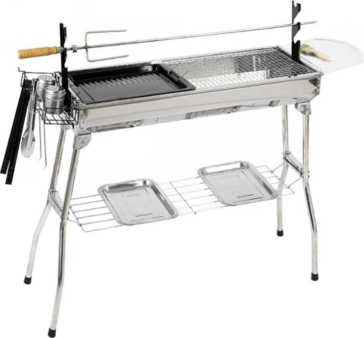 Actual product image JTI Portable barbecue with accessories - stainless steel (60 cm)