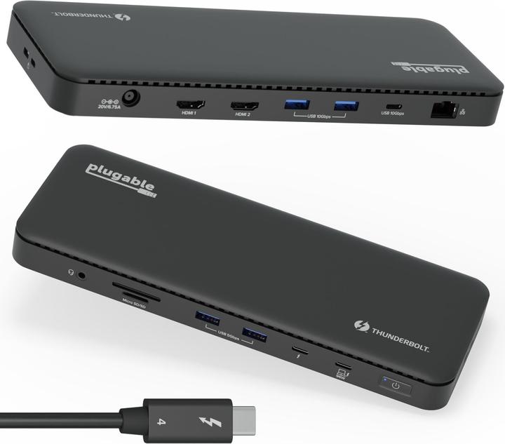 Actual product image Plugable TB 4 USB4 Dual HDMI Dock (USB-C, 1 Ports)