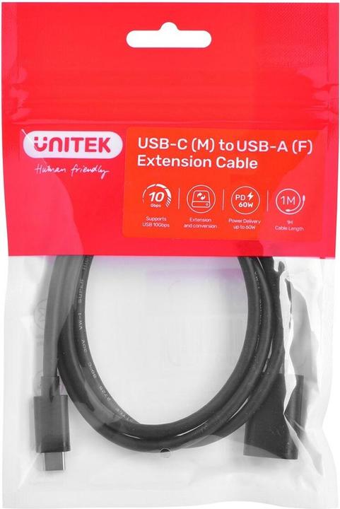 Produktbild Unitek KABEL ADAPTER USB-C-USB-A M/F 10GBPS 60W 1M (1 m, USB 3.2 Gen 2, 60 W)