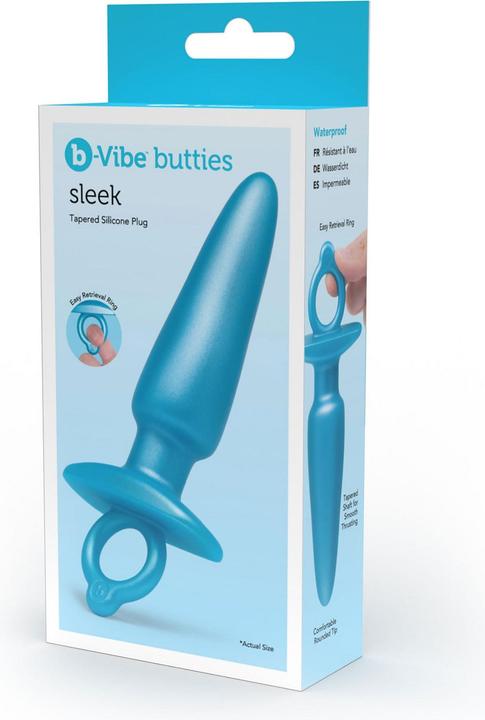 Produktbild Earthly Body b-Vibe Sleek Plug - Blue Butt Plug with Ring