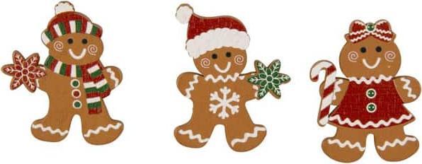 MICA Living Decorative gingerbread figures - brown/white/red - approx. 4.5 cm - 24 pieces (24 -part)