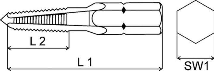 Produktbild Völkel Einschnittgewindebohrer ISO 228 HSSG 1/4 ″ 6KT-Bit G 1/8 ″x17 mm