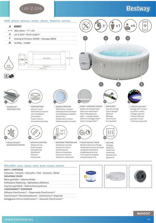 Image du produit Bestway Lay-Z-Spa Tahiti AirJet (4 pers.)