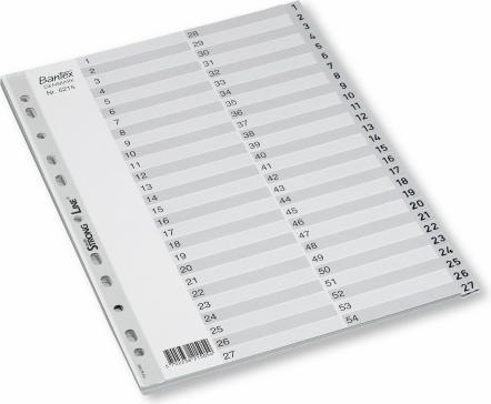 Actual product image Bantex Index Basic-line, 1-54, plast, A4, grå