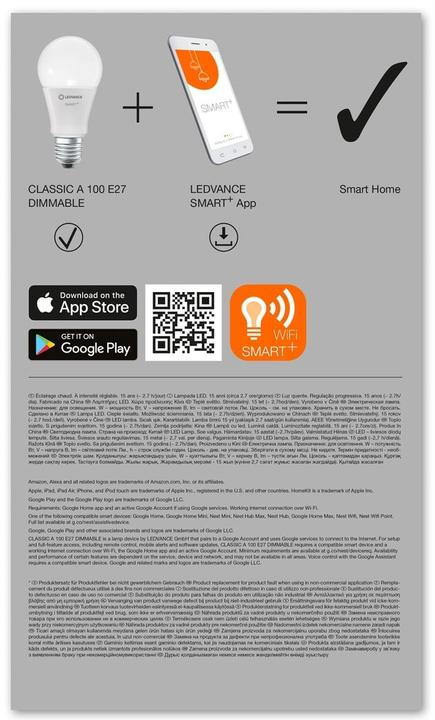 Produktbild Ledvance Smart+ Wifi Classic (E27, 14 W, 1521 lm, 1 x, F)
