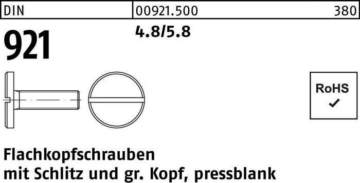 Image du produit Vis à tête plate DIN 921 avec fente M 5 x 6 4.8/5.8 (100 Vis par pièce)