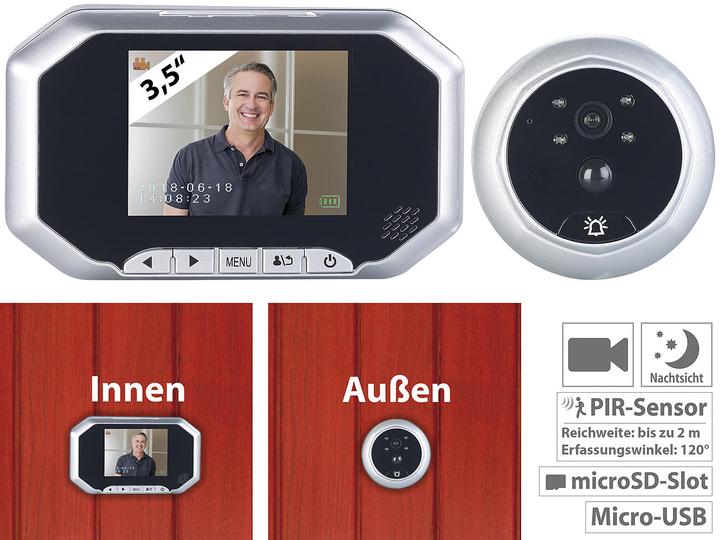 Produktbild Somikon Digitale Türspion-Kamera mit PIR, Aufnahme und Nachtsicht