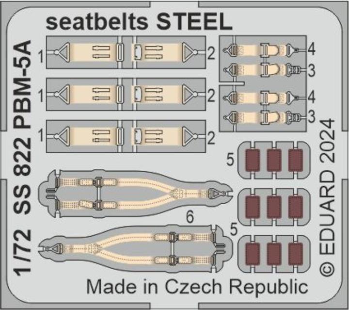 Actual product image Eduard PBM-5A seatbelts STEEL 1/72 ACADEMY
