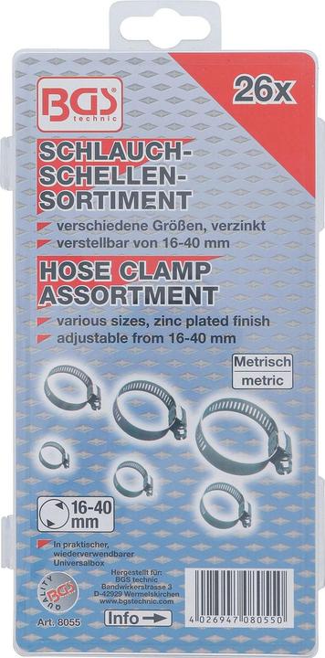 Actual product image BGS Hose Clamp Assortment Ø 16 - 40 mm 26 pcs. (26 pcs.)