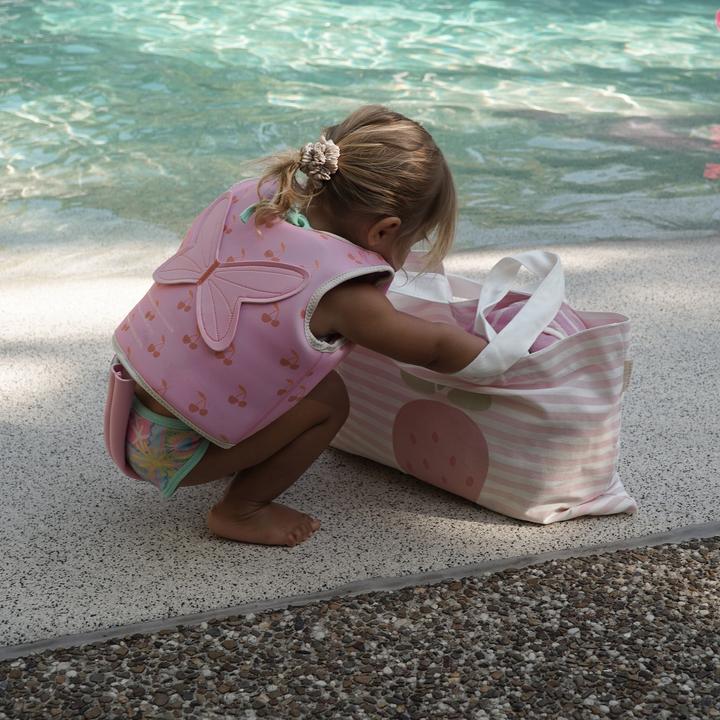 Immagine prodotto Sunnylife Kidner Canvas Strandtasche Erdbeere Pink Stripe