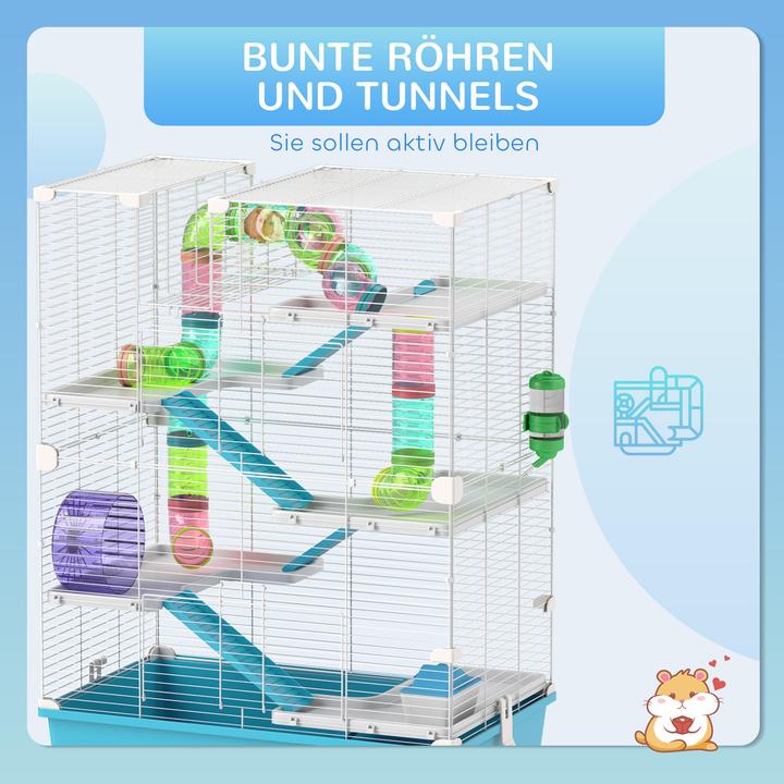 Produktbild PawHut Hamsterkäfig Metall, Kunststoff Hellblau